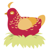 A crimson and honey chicken with a half-lace pattern