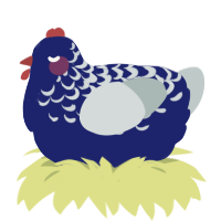 Geiger, a navy and silver chicken with a half-lace pattern