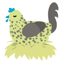 A lemon and grey chicken with a speckle pattern