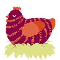 A maroon and vermilion chicken with a bar pattern