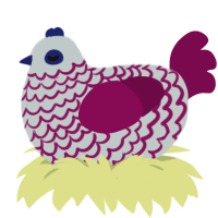 A silver and wine chicken with a lace pattern