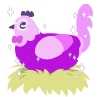 leviathan, a amethyst and lavender chicken with a head pattern