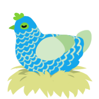 A sky and gluppy chicken with a lace pattern