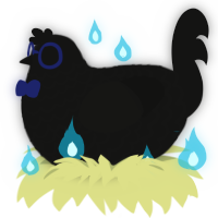 A black chicken with a lace pattern