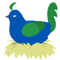 Lindsey, a ultramarine and viridian chicken