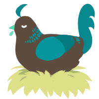 A bark and teal chicken with a neck-band pattern