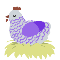A mist and blurple chicken with a lace pattern