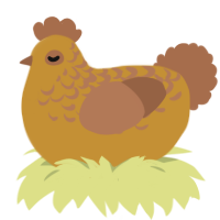 Cryptid, a gold and brown chicken with a half-lace pattern