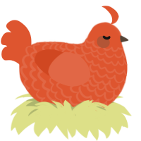 Bucky, a vermilion chicken with a lace pattern