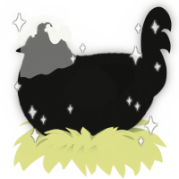 A black chicken with a lace pattern