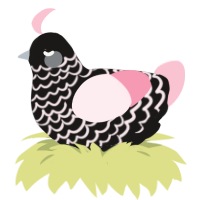 A sable and rose chicken with a lace pattern