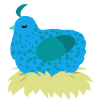 1, a sky and teal chicken with a speckle pattern