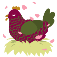A maroon and olive chicken with a lace pattern