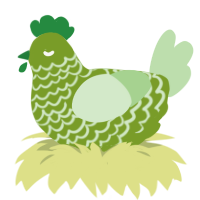 A chartreuse and gluppy chicken with a lace pattern
