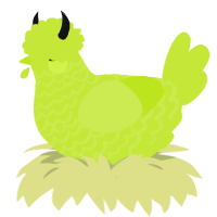 A lime chicken with a lace pattern