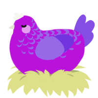Just Dash, a amethyst and blurple chicken with a half-lace pattern