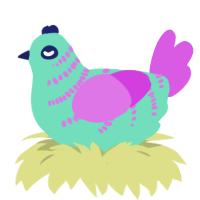 A mint and orchid chicken with a half-bar pattern