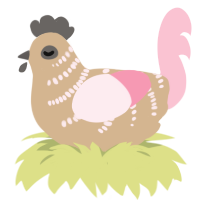 A beige and rose chicken with a half-bar pattern