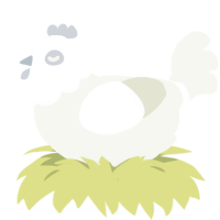 A white chicken with a head pattern