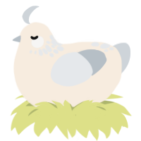A cream and mist chicken with a neck-speckle pattern