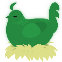 Victor, a viridian chicken with a neck-speckle pattern