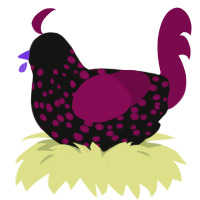 (unnamed), a black and wine chicken with a speckle pattern