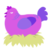 A orchid and blurple chicken with a neck-band pattern