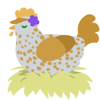 Operator, a mist and gold chicken with a speckle pattern