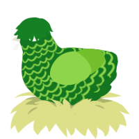 A leaf and grass chicken with a lace pattern