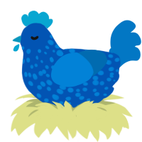 A ultramarine and sapphire chicken with a speckle pattern