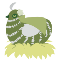 A chartreuse and silver chicken with a bar pattern