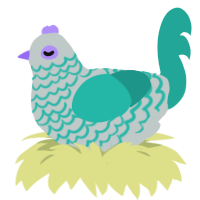 A silver and turquoise chicken with a lace pattern