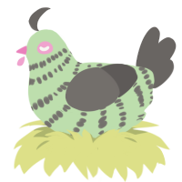 A gluppy and grey chicken with a bar pattern
