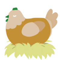 A gold and beige chicken with a head pattern