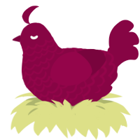 A maroon chicken with a lace pattern