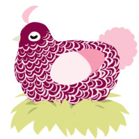 A maroon and rose chicken with a double-lace pattern