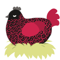 A sable and crimson chicken with a double-lace pattern