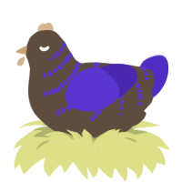 A bark and indigo chicken with a half-bar pattern