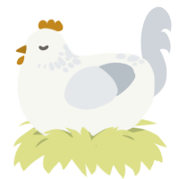 Not a Seagull, a white and mist chicken with a neck-speckle pattern