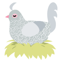 Lil Pidge, a silver and mist chicken with a double-lace pattern