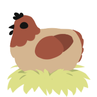A beige and russet chicken with a head pattern