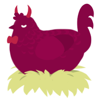 A maroon chicken with a half-lace pattern