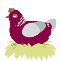 A maroon and silver chicken with a neck-band pattern