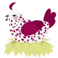 (unnamed), a white and maroon chicken with a speckle pattern
