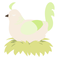 A cream and apple chicken with a neck-band pattern