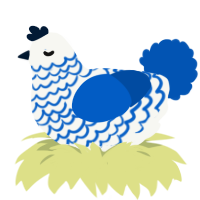 (unnamed), a white and ultramarine chicken with a lace pattern