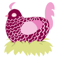 A maroon and pink chicken with a lace pattern
