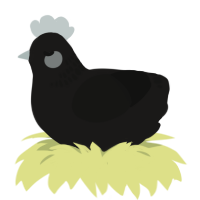 A sable and black chicken with a neck-band pattern