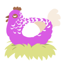 A orchid and cream chicken with a half-lace pattern