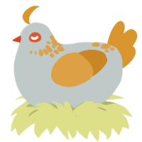 A silver and orange chicken with a neck-speckle pattern